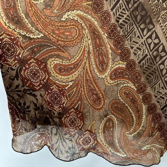 90s Y2K Vtg Talent Top 1XL Paisley Boho Fairy Grunge Whimsigoth Sheer V neck - Picture 6 of 12